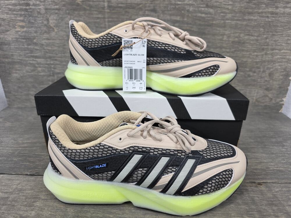 Adidas Lightblaze Glow Black Beige Neon Green Men's Size US 10 New With Box